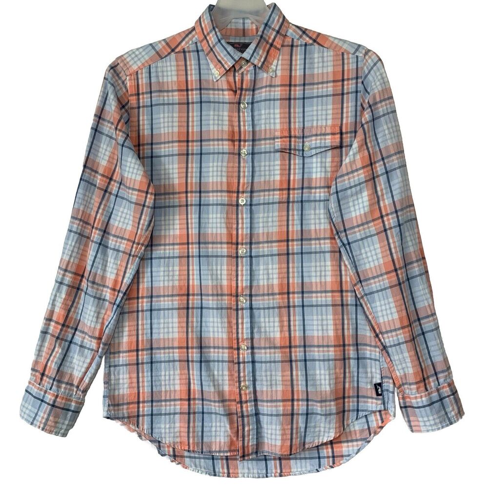 Vineyard Vines Shirt Men Small Slim Button Down Casual Plaid Pastels Office Work